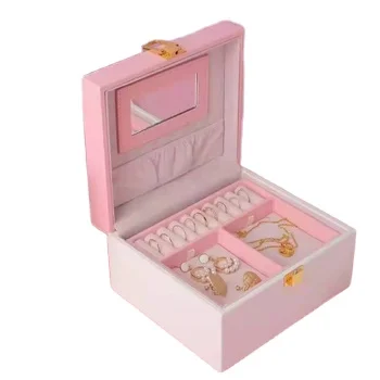 Custom Wholesale Modern Leather Luxury Pink Storage Box Packaging Multilayer Jewelry Organizers Jewelry Box