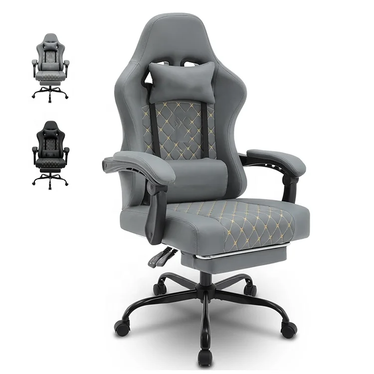 High Quality Ergonomic 6 Point Massage Green Leather Racing Computer Reclining Swivel Gaming Stuhl Gamer Chair with 4d Armrests