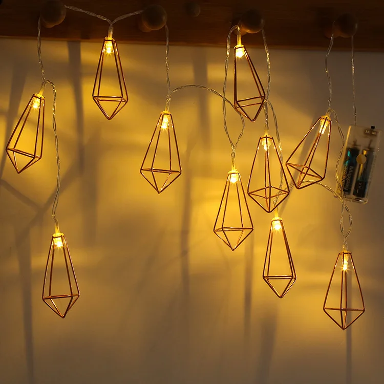 iron rose gold water drop string geometric Nordic minimalist LED christmas decorative flashing light string lights