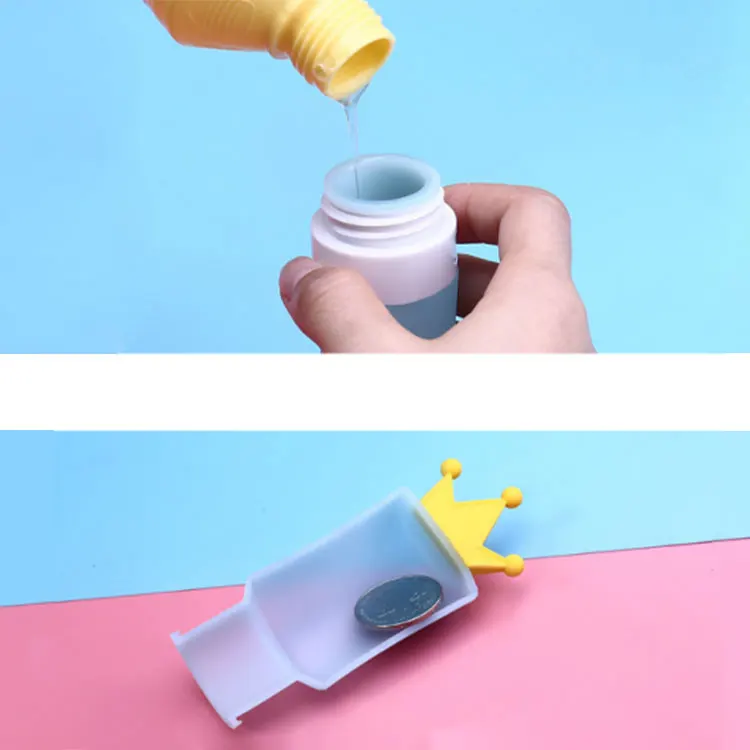 40ml pink blue cartoon silicone travel bottle empty silica cosmetic gel doll sub-bottling food grade extrusion bottle