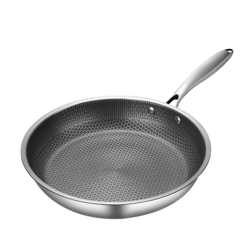 Modern Nonstick Stainless Steel Fry Pan round Honeycomb Design for Kitchen Cooking Pans and Cookware