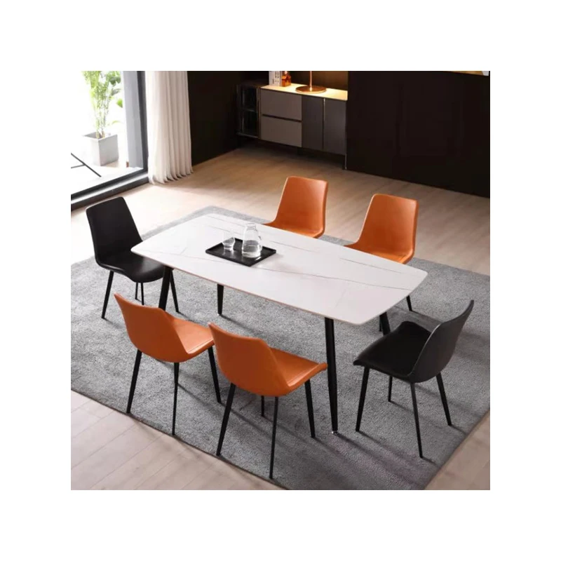Factory Direct Sale Black And White Color Dining Table Sets Luxury Fashionable Dining Table Designs
