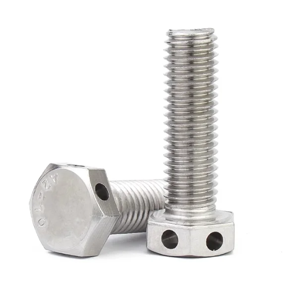 China Hot selling 304 stainless steel Head with hole   hexagonal bolts