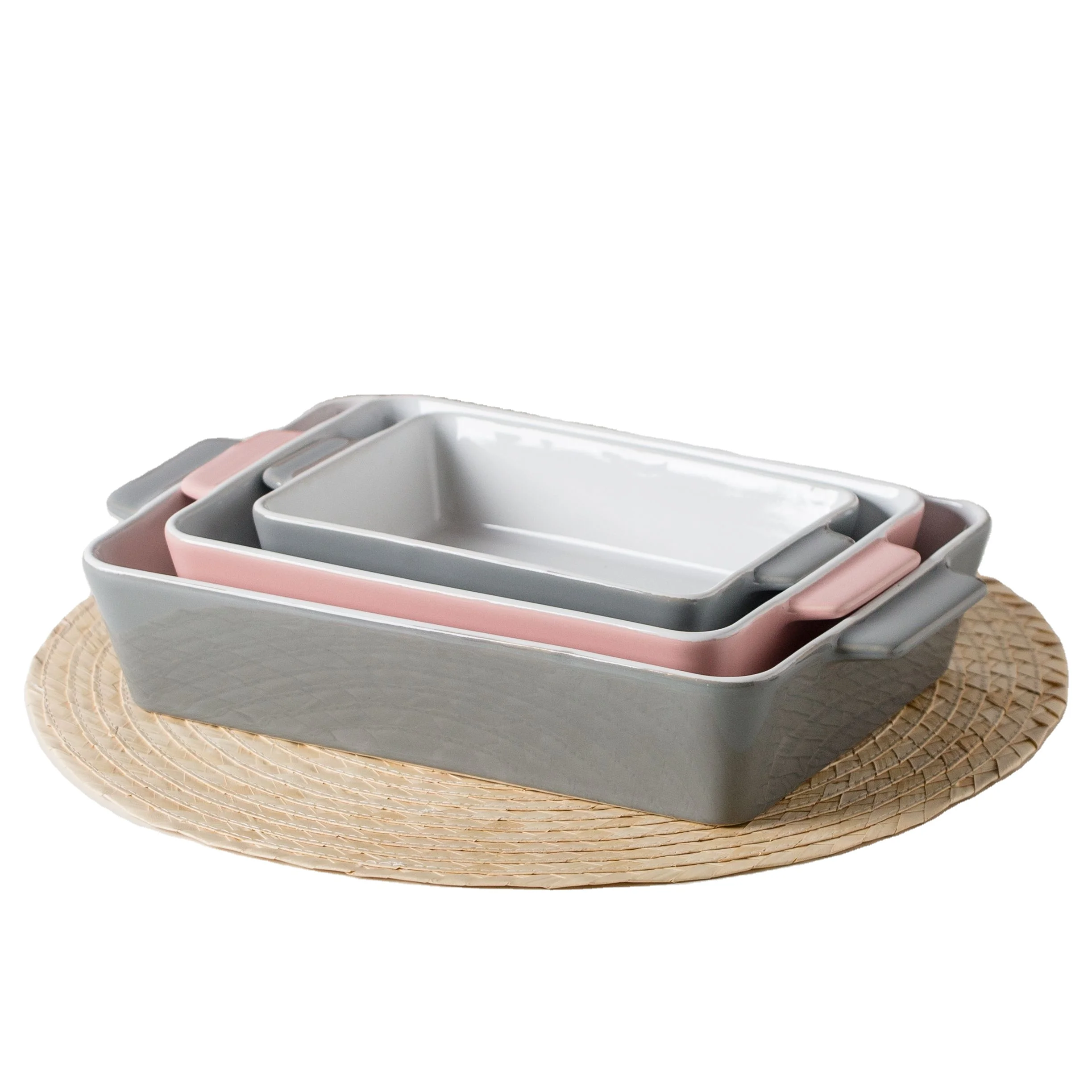 Rectangular Porcelain Baking Dishes Lasagna Pans Deep with Handles for Baking Cheese Baked Rice Plate Ceramic Bakeware Sets