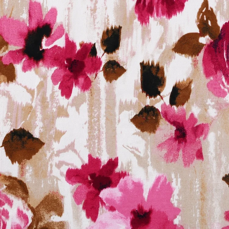 beautiful knitted plain custom flower cotton printed knit jersey fabric for dress