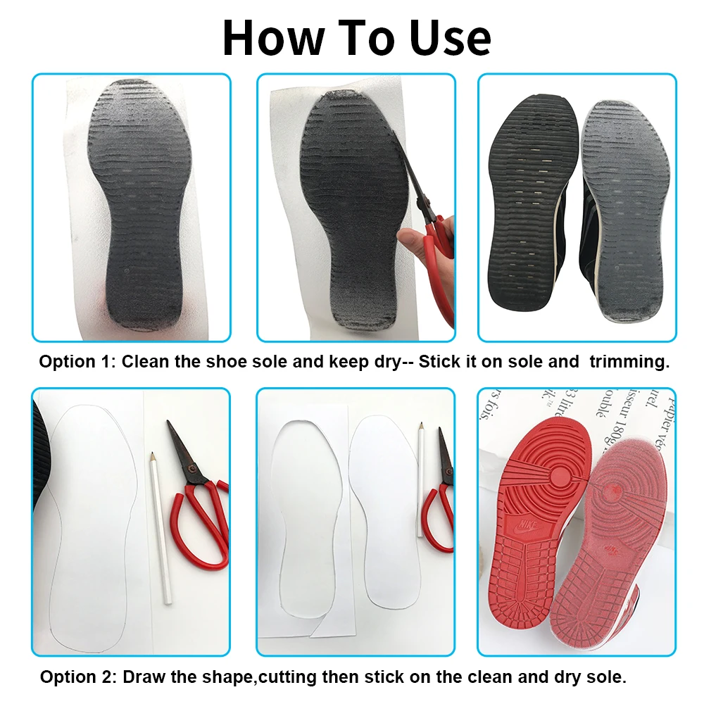 2PCS Self Adhesive Anti-Slip Crystal Clear Shoe Sole  Protector  for sneaker high heel  red bottom shoes boots