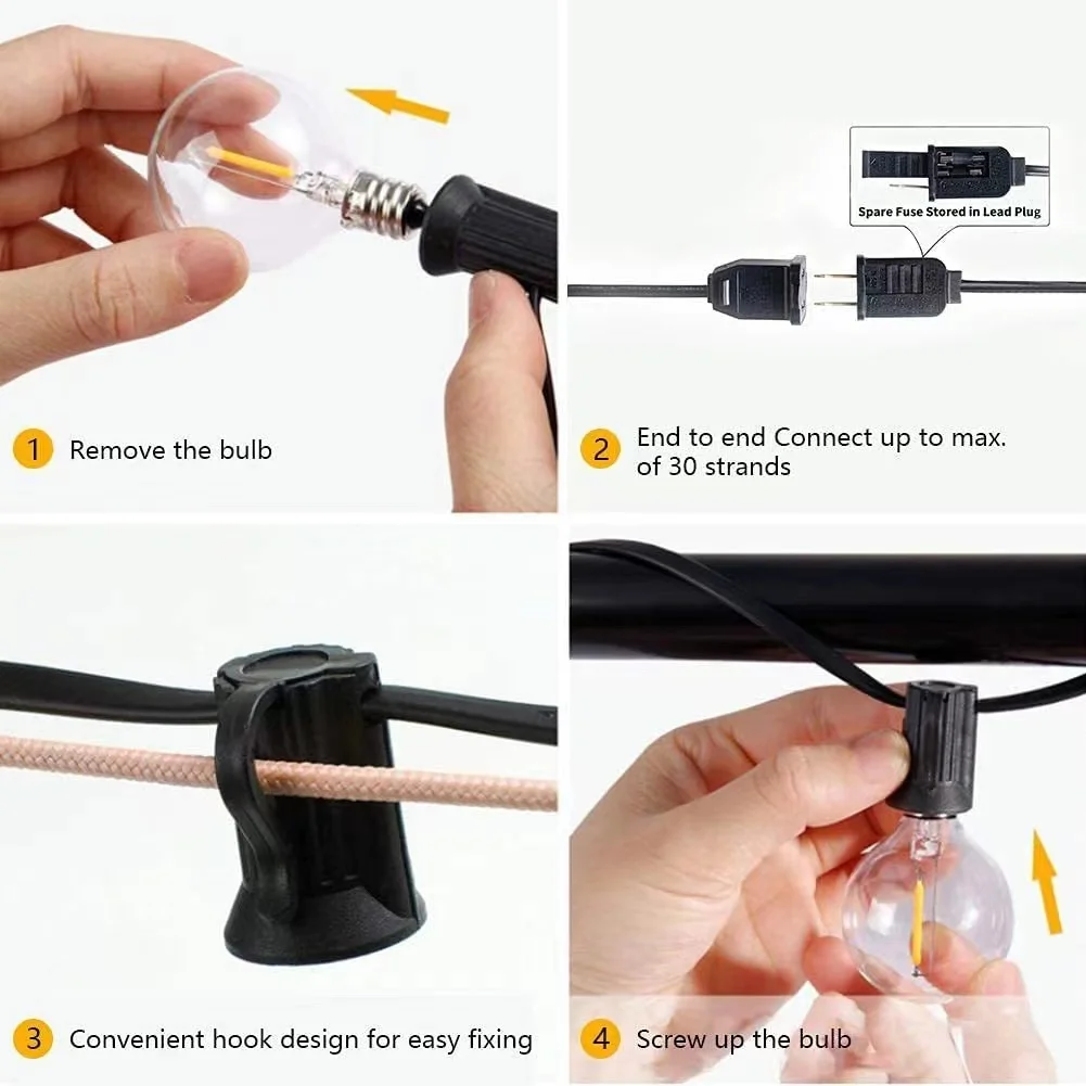 7.5M/25 LED Lights G40 Garden Garland Festoon Lights Waterproof Patio Fairy String For Outdoor Wedding Partyy Decorate