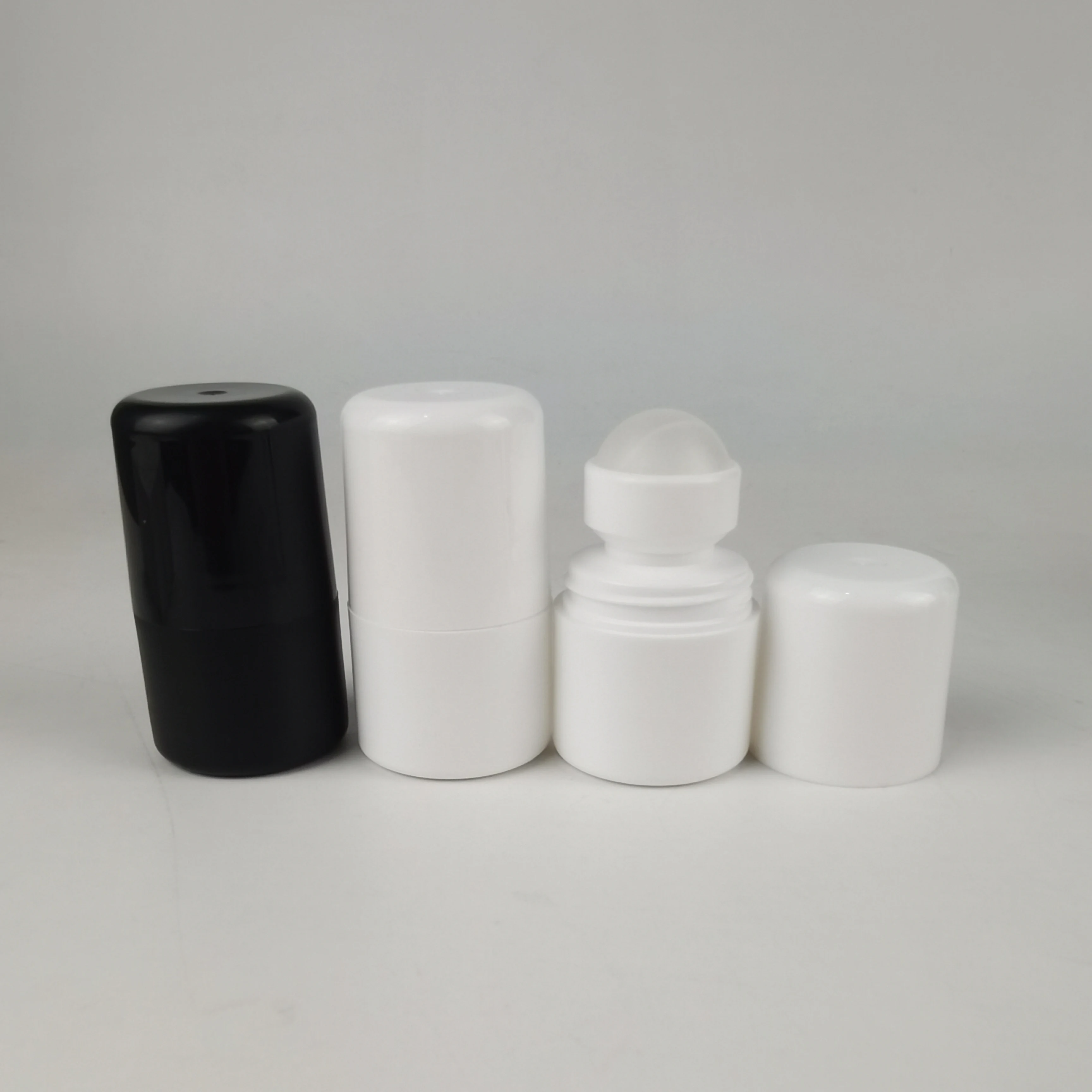 30ml 30g PP Empty White Black Mini Plastic Roll On Deodorant Bottle with PP Roller Ball