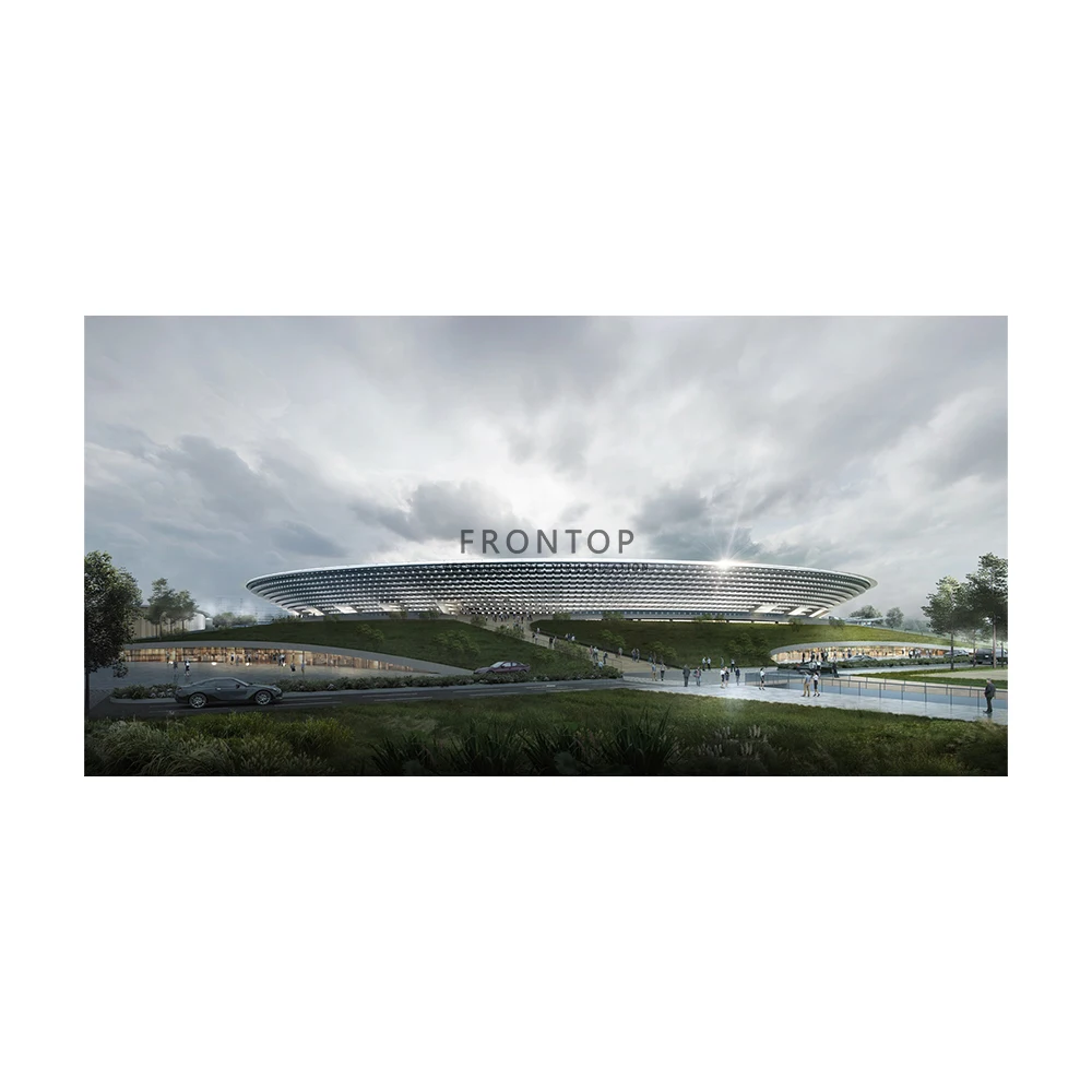 3D Architectural Visualization Exterior Rendering Custom Prefab Steel Stadium Cups Design
