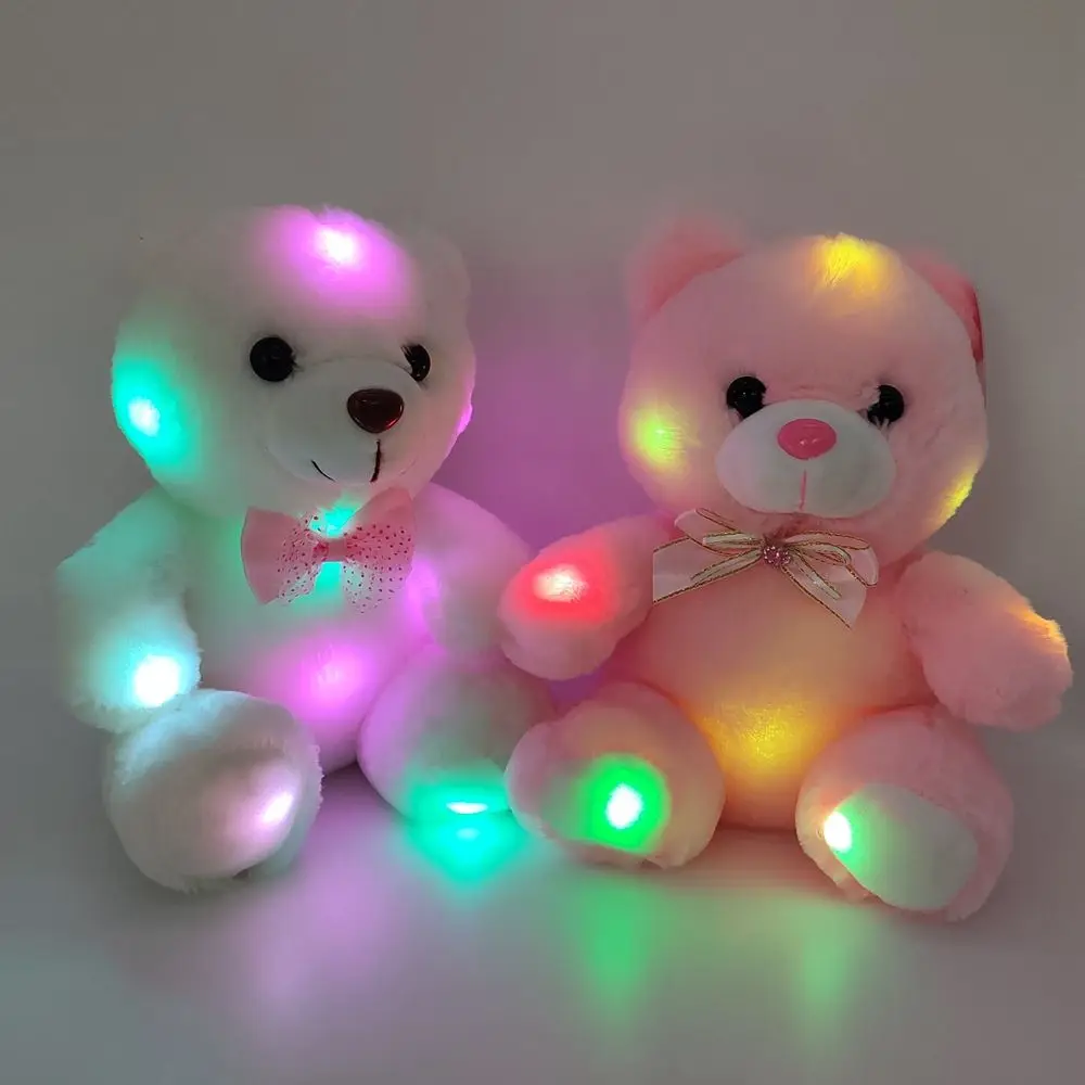 Hot Sale Valentines Day Colorful Glowing Teddy Bear Stuffed Plush LED Light Up Lighting Teddy Bear Soft Toys