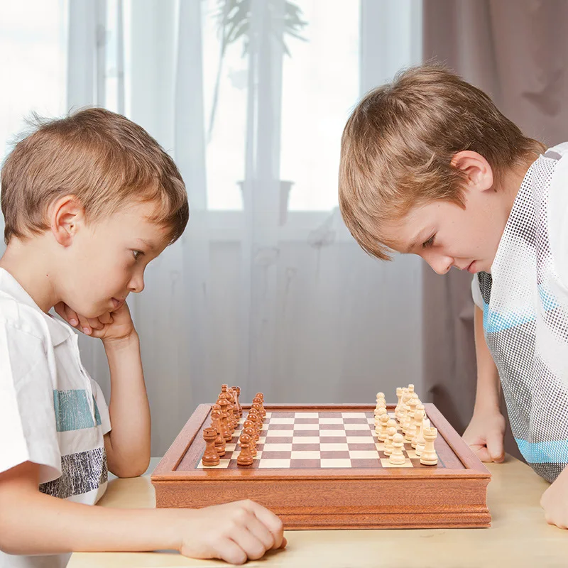 Drawer style Sabili solid wood veneer splicing chessboard magnetic boutique chess box set