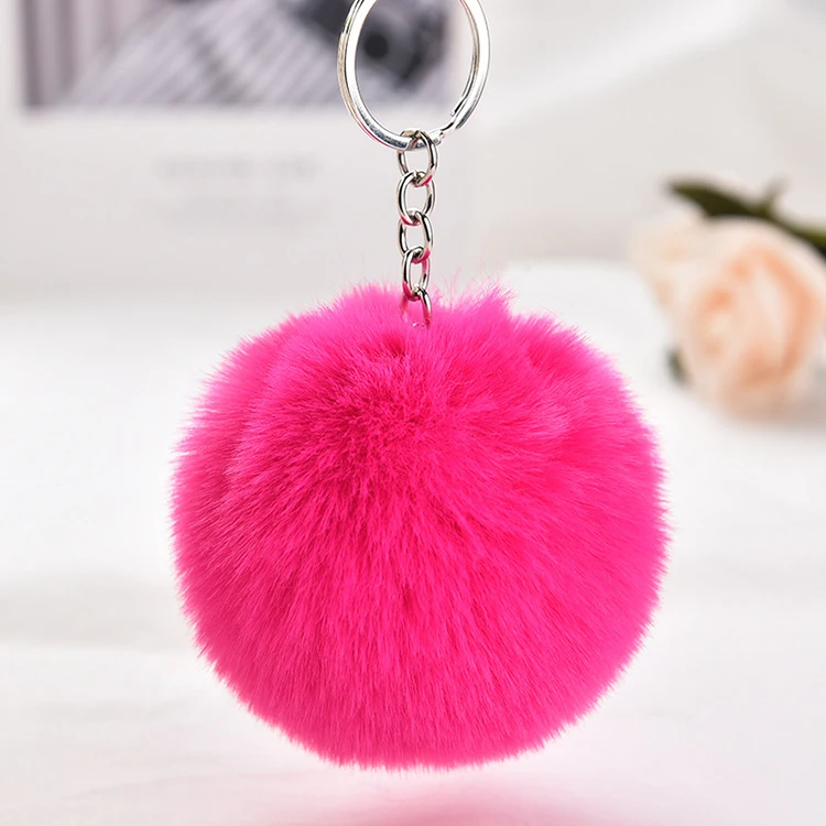 
Wholesale Faux Fur Ball Keyring Pom Pom Keychain For bags pendant 