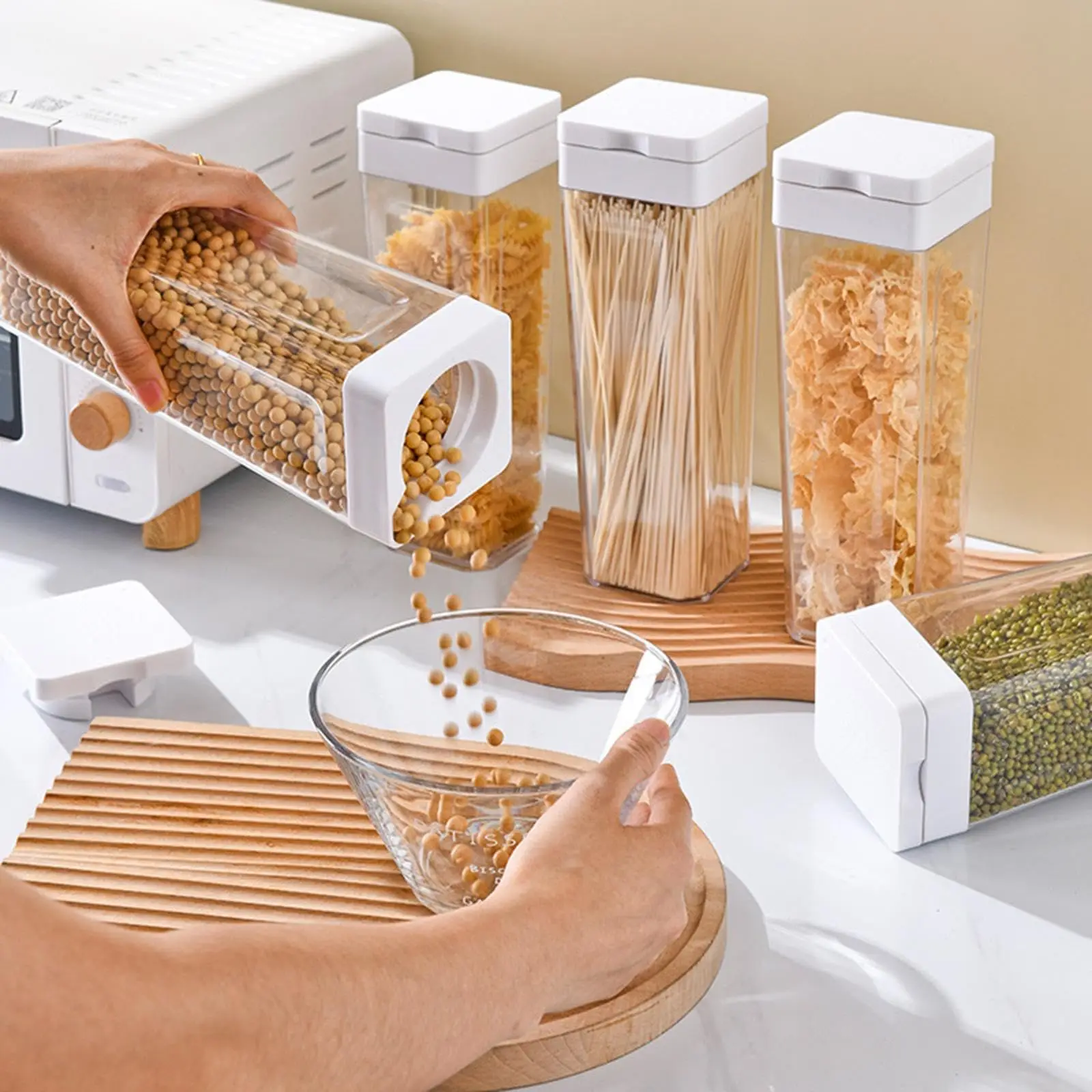 OWNSWING Kitchen Cereal Food Storage Containers Stackable Square Airtight Dispenser Pantry Organization