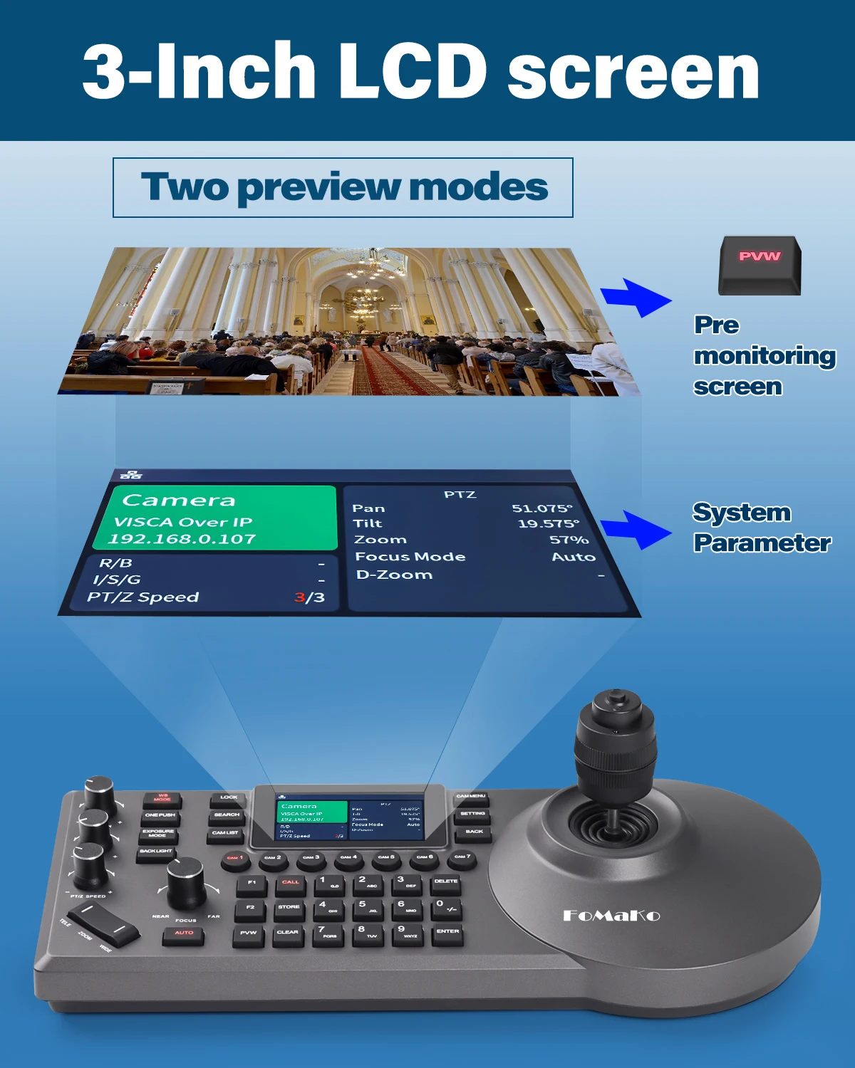 BH420 PTZ Camera Bundle 20X HDMI 3G-SDI IP PoE PTZ Camera for Church Worship(2pcs) +1* Video Mixer Switcher+1*PTZ Controller