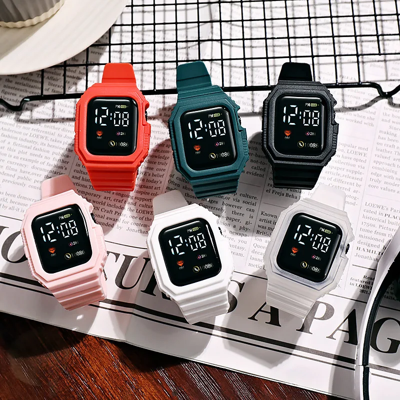 2022 New Square LED Watches Fashion Sports Primary and Secondary School Kids LED Digital Electronic Watch