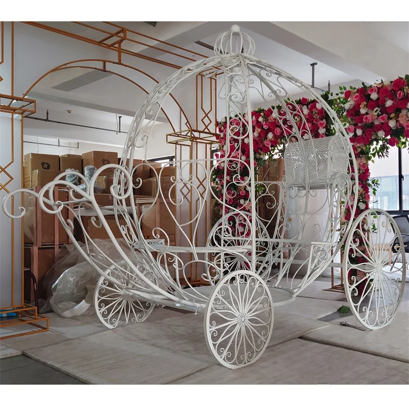 LDJ429 factory supply bulk large metal horse carriage pumpkin carriage for event decorations