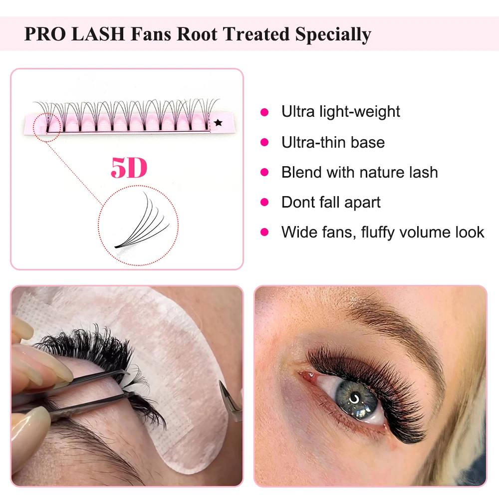 Abonnie Premade 3D 0.07 D Curl Eyelash Fan Manufacturer Customized Short Stem Pre Made Fans Lashes Volume Fans Eyelash Extension