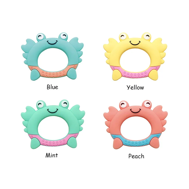 Wholesale BPA FREE Customized DIY Bacteria Resistant Accessories Four Colors Cute Crab Shape Silicone BabyTeether