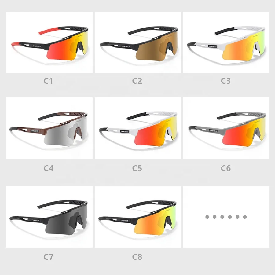 Hot Sale custom logo Brand TWINSHIELD Running Glasses UV400 Sports Sunglasses Mountain Bike Riding Road Sports Sun glasses
