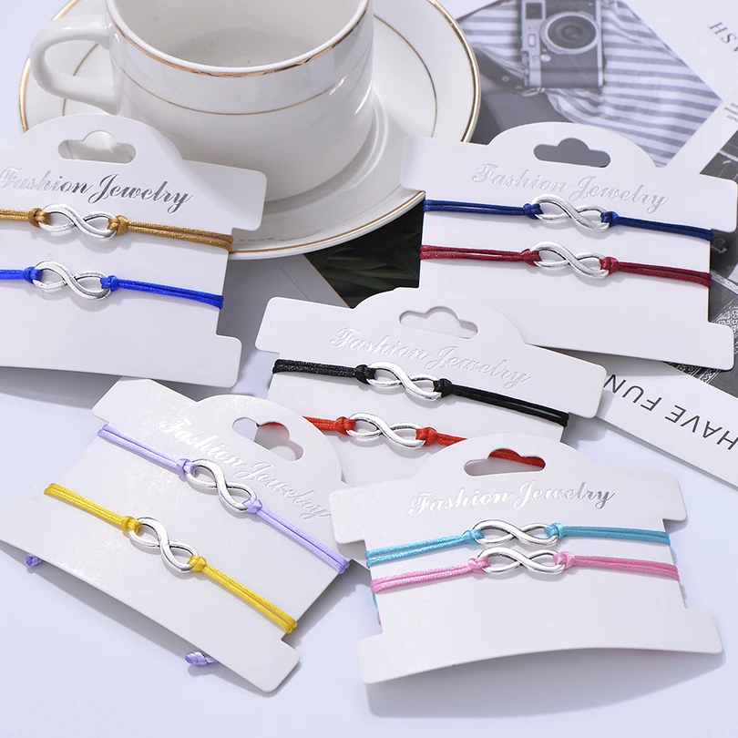 2pcs/set Vintage Infinite Sign Charm Bracelets For Couple Friendship Red And Black Rope Handmade Women Bracelet Men Jewelry