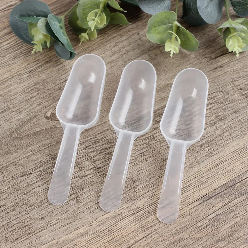 10g 20ml mini white clear plastic pp milk powder coffee tea mask cream round spoon medicine liquid spoon long handle