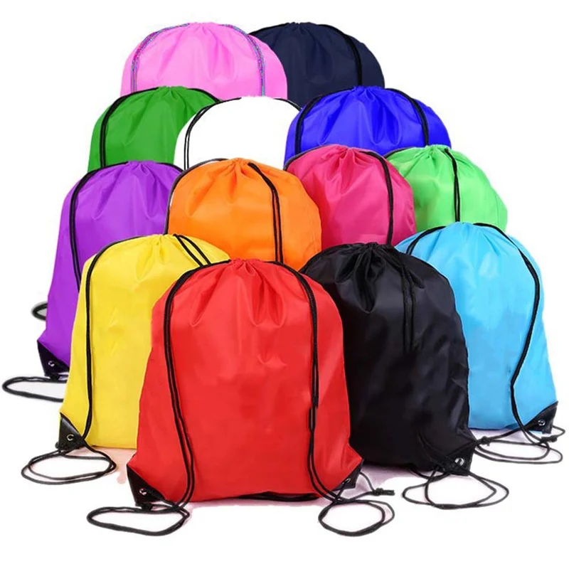 Washable Polyester Nylon Gift Shoe Bag Pull String Bags Gym Yoga Drawstring Backpack Print Bulk Hiking Outdoor Sport  Bag