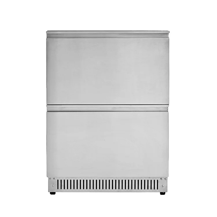 Stainless Steel Small Commercial Built In Under Counter 2 Drawer Refrigerator