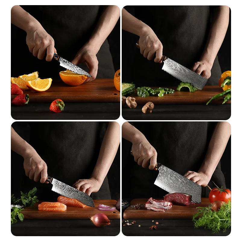 VG-10 Damascus Steel Cooking Knives set High Carbon Stainless Steel Kitchen Knife Set Chefs Knife