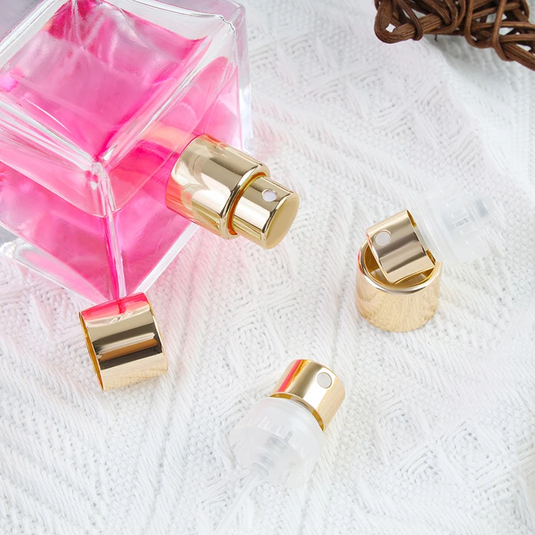 Invisible Tube Crimpless Perfume Spray Pump With Aluminum Collar And Caps 15mm Gold Perfume Atomizer