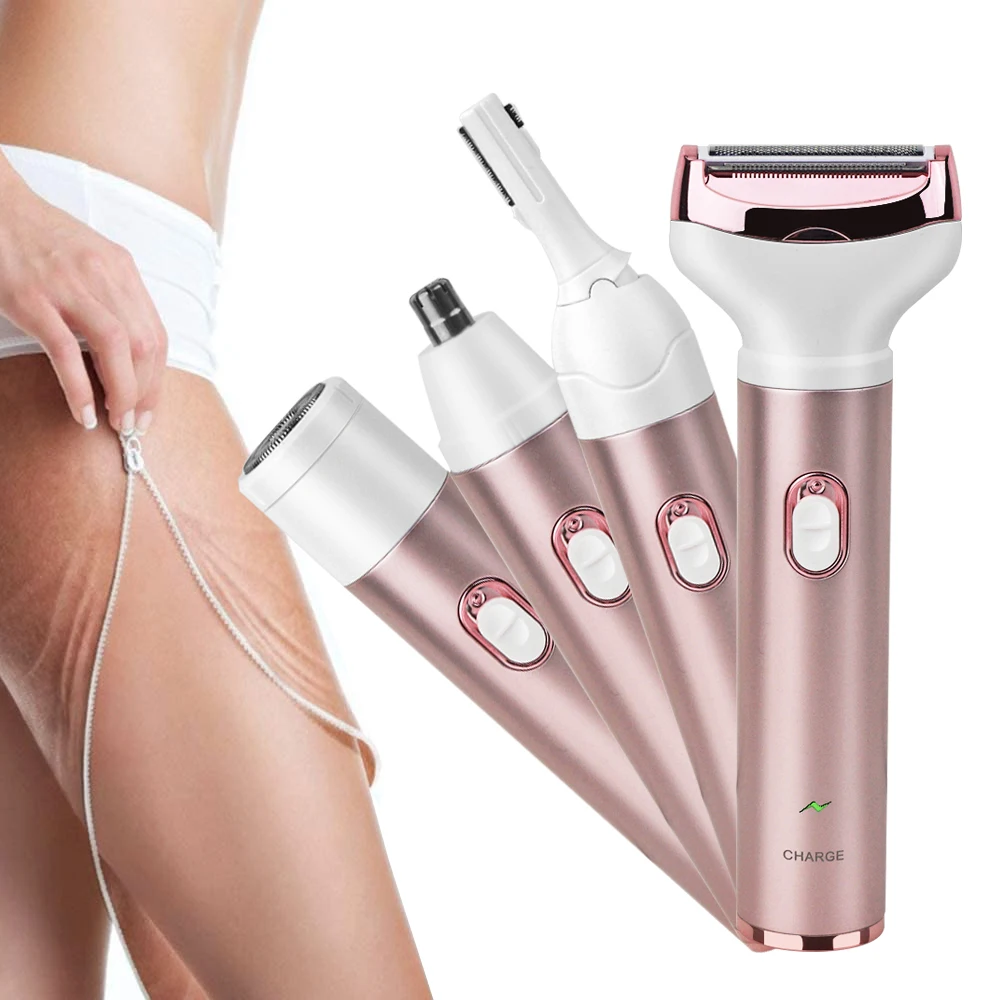4 in 1 Painless Hair Remover Portable Bikini Trimmer Electric Shaver for Women