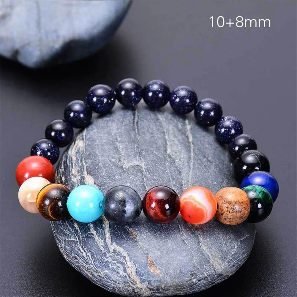  Eight Planets Bead Bracelet Wholesale Oem Natural Stone Universe Space Yoga Solar Chakra For Men