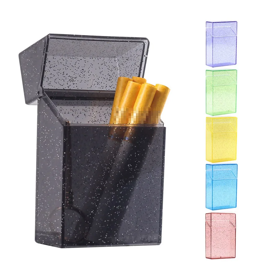 Transparent cigarette box silver powder soft package protective sleeve 20 sticks portable plastic cigarette case