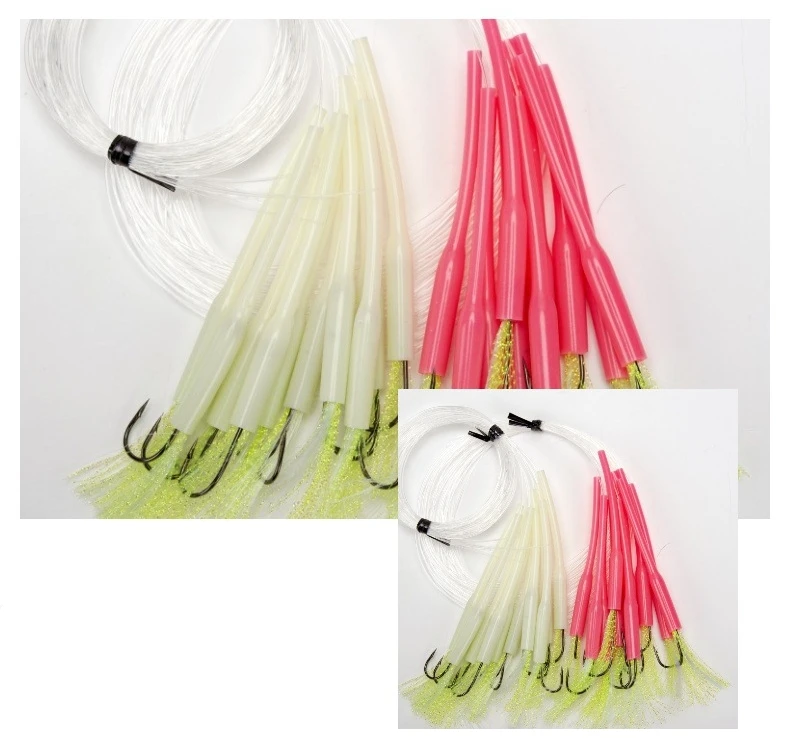 Wholesale 10Pcs/set Sea Fishing Long Handle Hook 1.6m Night Light Bait Sabiki For Carp Fishing