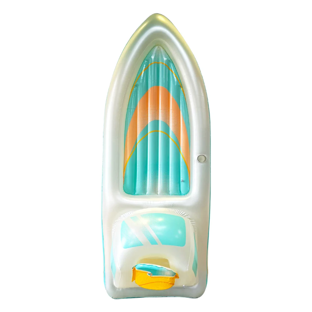 Factory Custom Inflatable Boat Pool Float with Cooler Summer Pool Lounge Toys for Kids Adults