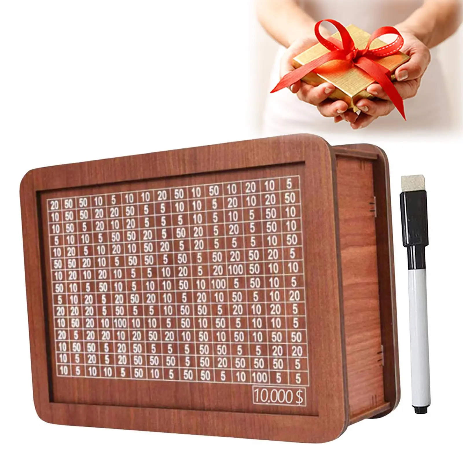 Wooden Money Box Savings Box For Cash Gift with Target Numbers 10000 Dollar Cash Money Handling Products Kids Money Banks