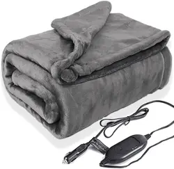 Hot Selling Soft Plush Washable USB Battery Electric Heated high quality low price 12V car electric blanket car thermal blanket