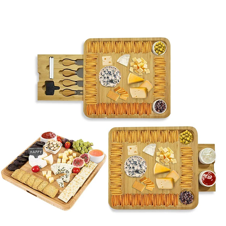 Ecc- Friendly Removable Wooden Cheese Board Bamboo Cheese Board