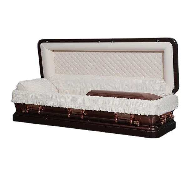 Metal Cakset 18ga American Style casket Urn Corner casket copper brushed velvet interior