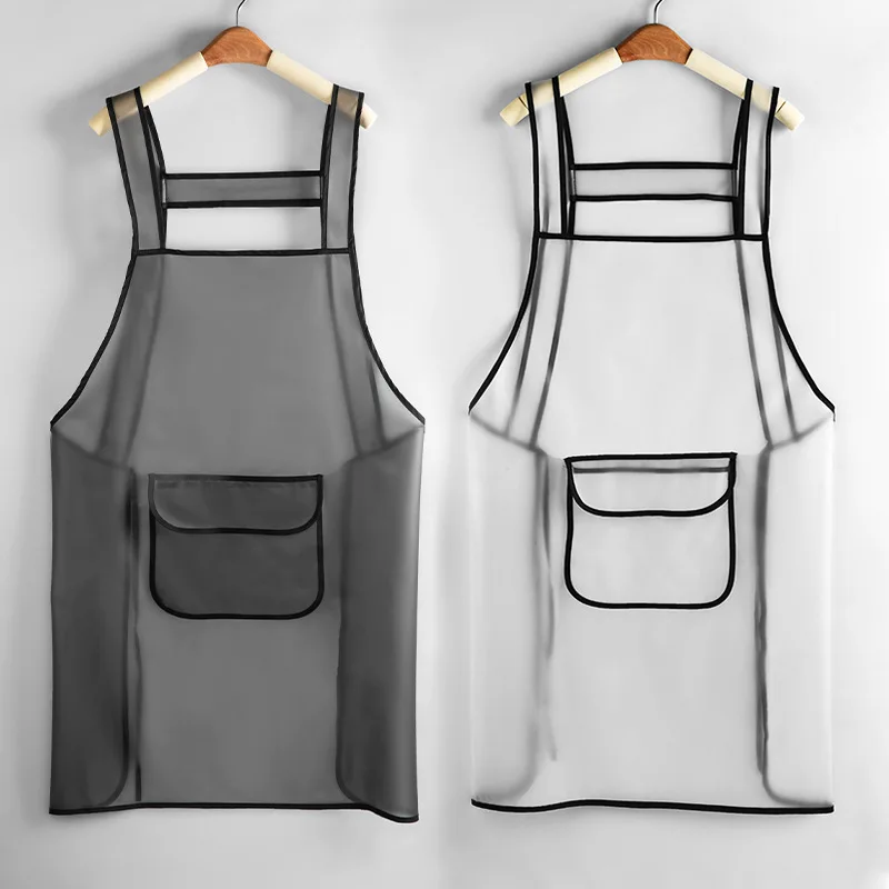 Fashion TPU Oil-proof Waterproof Kitchen Restaurant Transparent Adjustable Apron