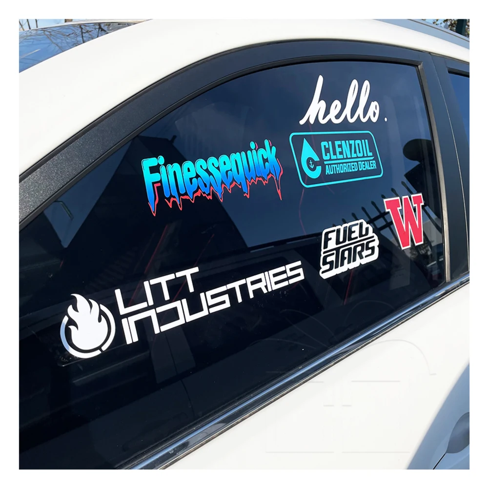 Custom New Design Weatherproof Die Cut Logo Window Sticker Lettering Decals Transfer Windshield Bumper Vinyl Car Stickers