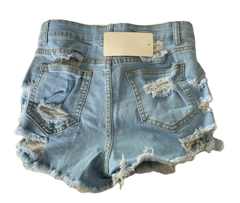 
New Fashion Wholesale Womens Jean Shorts High Waist Buttocks Irregular Torn Ripped Stretch Denim Short Jeans Pants For Woman 