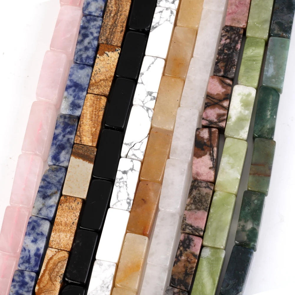 Factory Price Natural Stone  Cuboid Amethyst Tiger Eyes  Beads For Jewelry Making DIY Bracelet Necklace Accessories