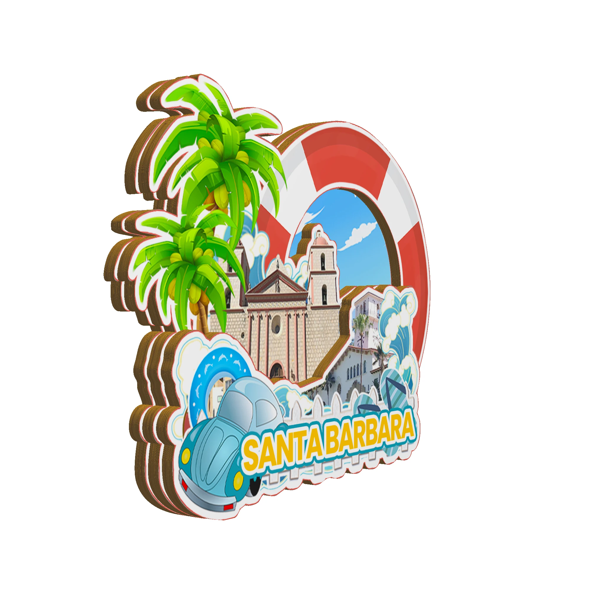 Refrigerator Magnet Santa Barbara California USA Fridge Magnet City Travel Souvenirs Gifts 3D Classic Home Crafts