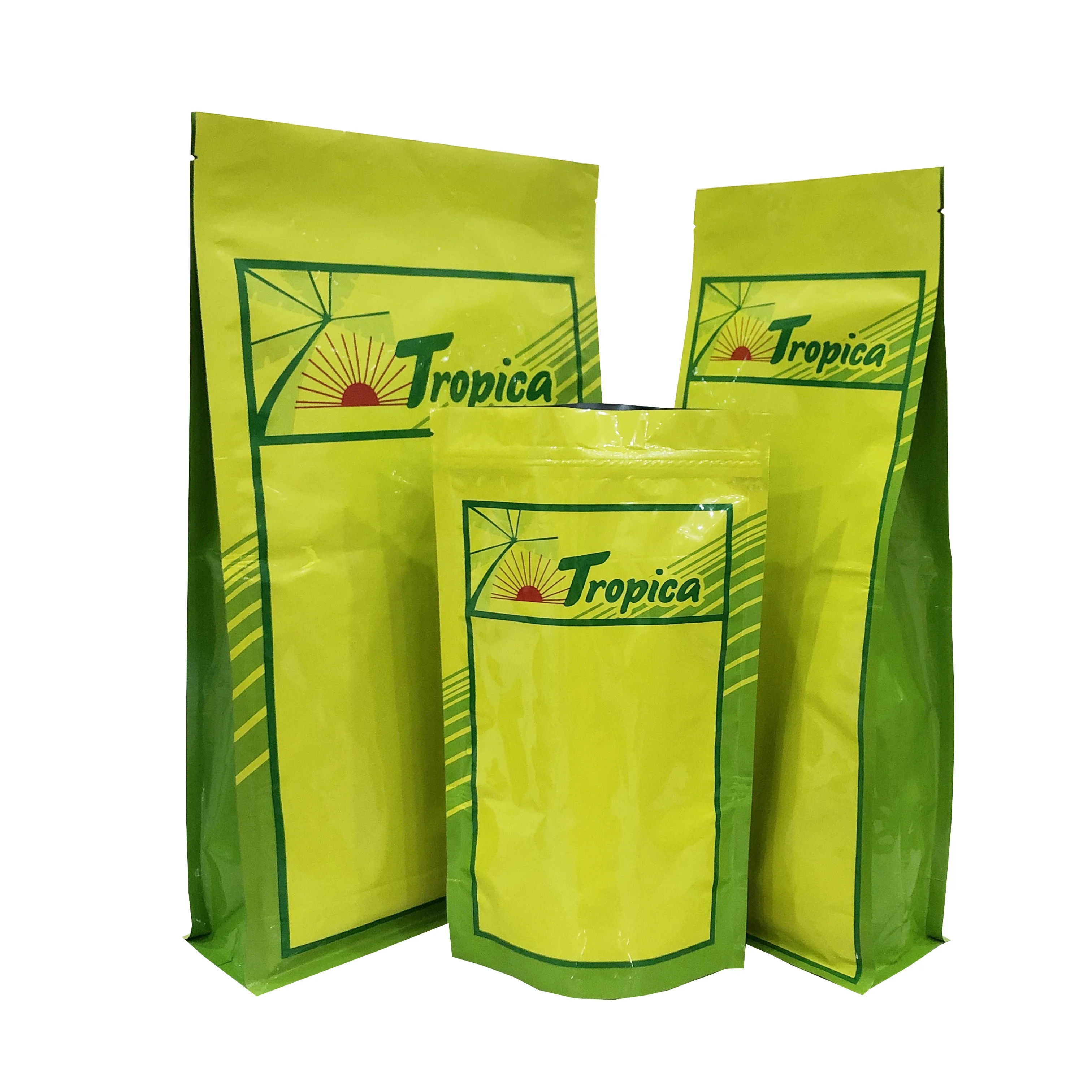 Custom Doypack Quad Seal Top Aluminum Foil Moisture Proof Chia Seeds Packaging Bag Stand Up Pouch Resealable Mylar Ziplock Bags