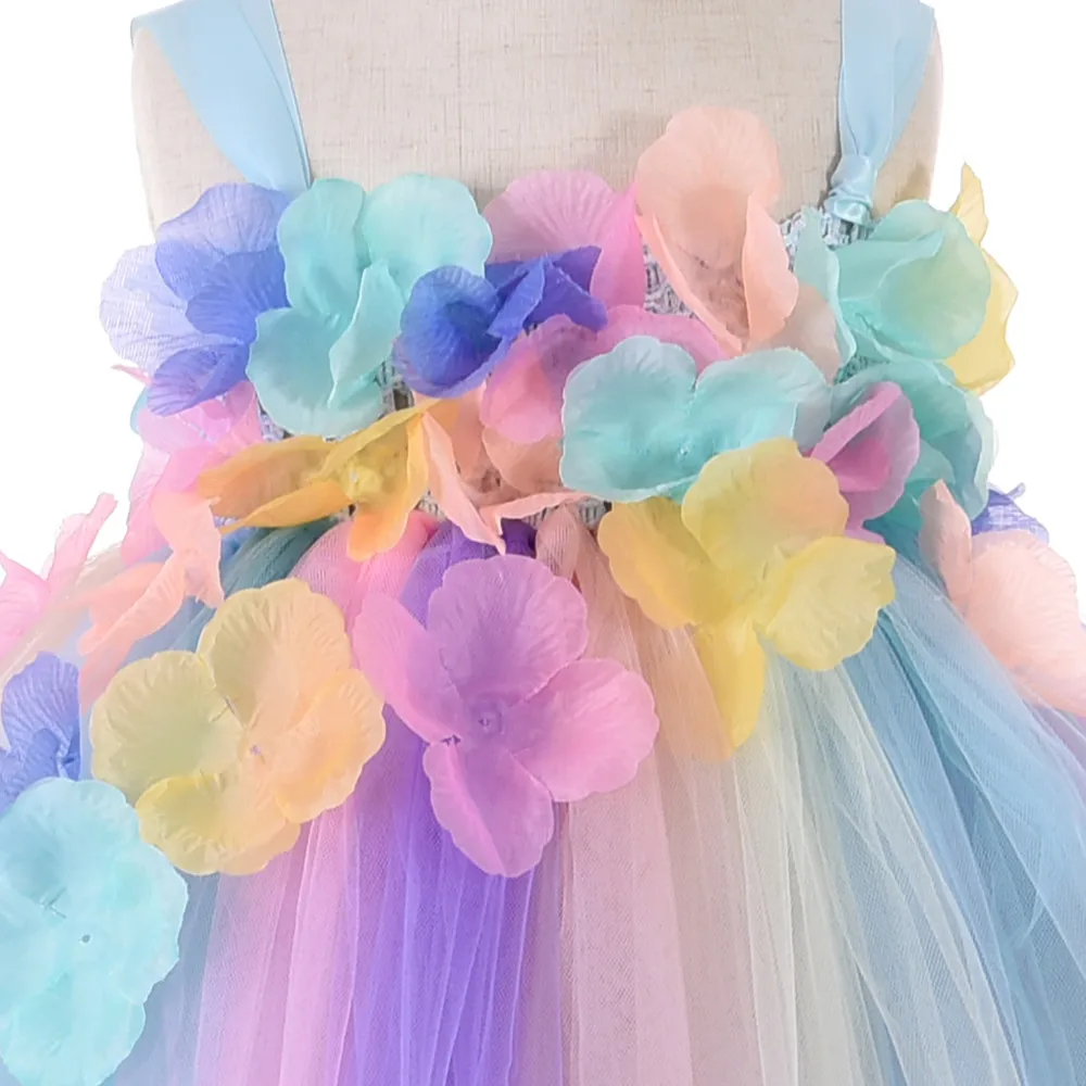 Factory Flower Girl Dress Kids Horse Costume Colorful Wedding Gown Birthday Party Clothes Children Unicorn Tutu Dress