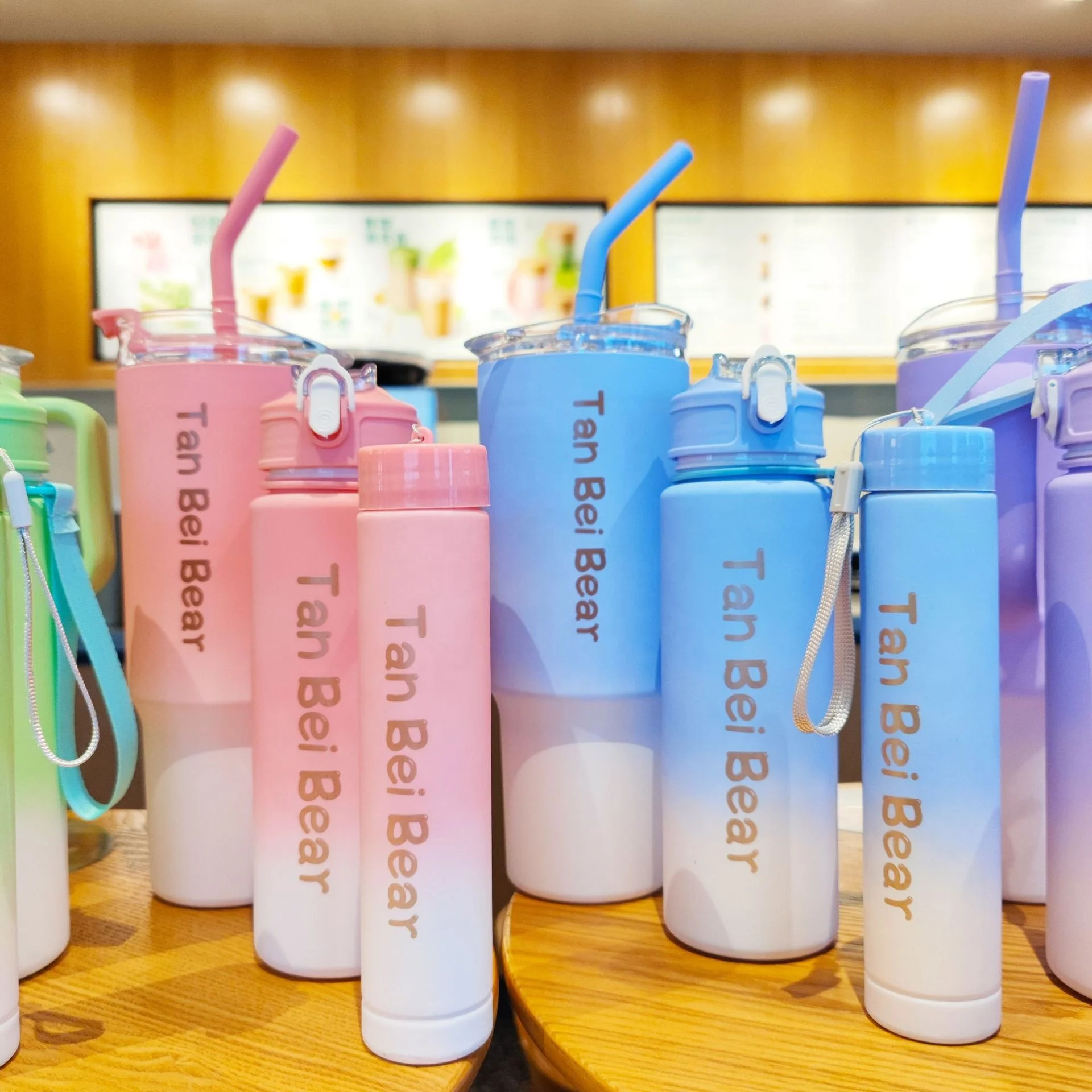 Custom Logo Straight 300ml 900ml 1500ml Motivational Words Sports Gym 3 In 1 Drinking Plastic Water Bottles Cups Time Marker