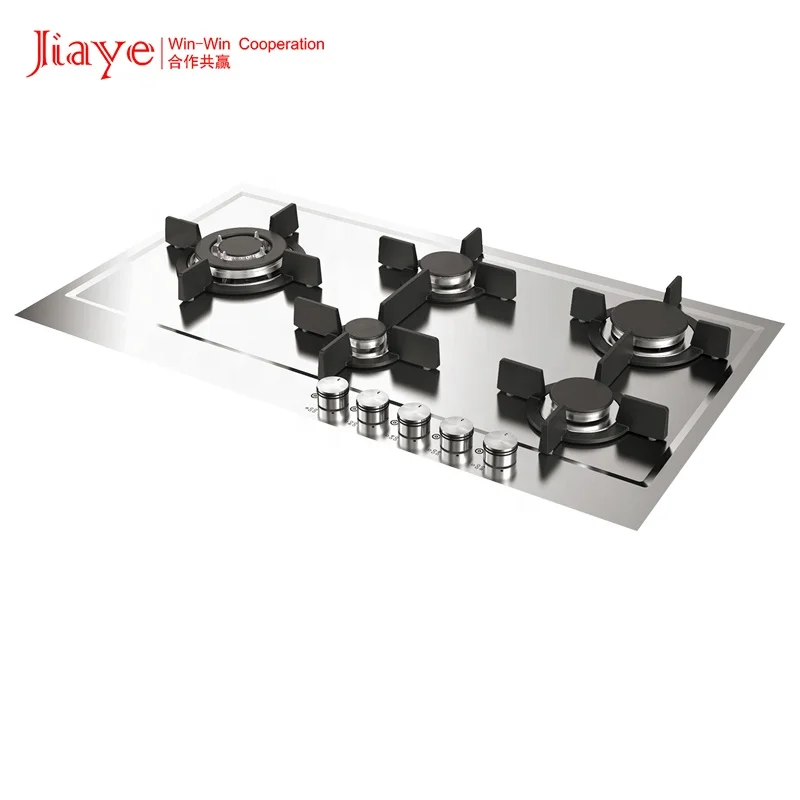 5 burner gas cooker factory wholesale price home appliance AC ignition cast iron support CE certificate built in stove gas hob