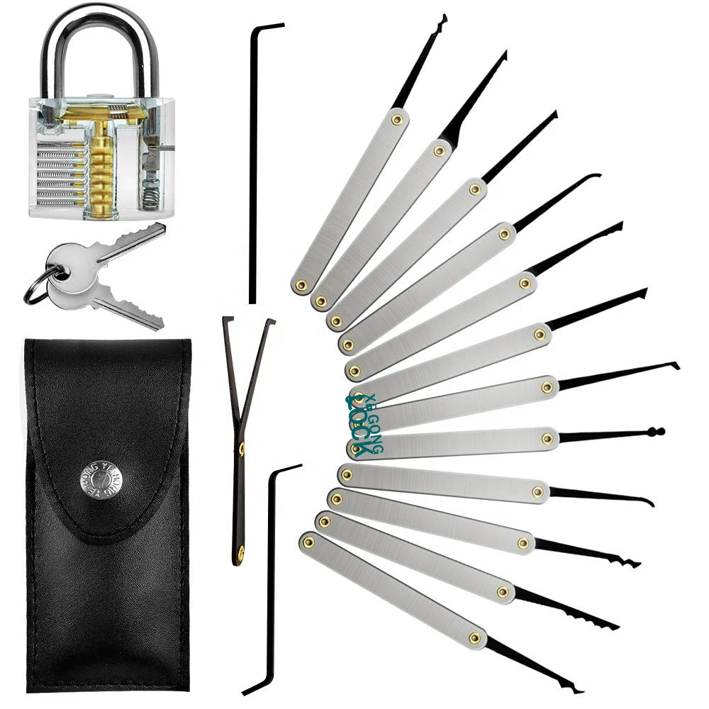 cheap high quality locksmith manual 15Pcs/set with practice lock open Tool