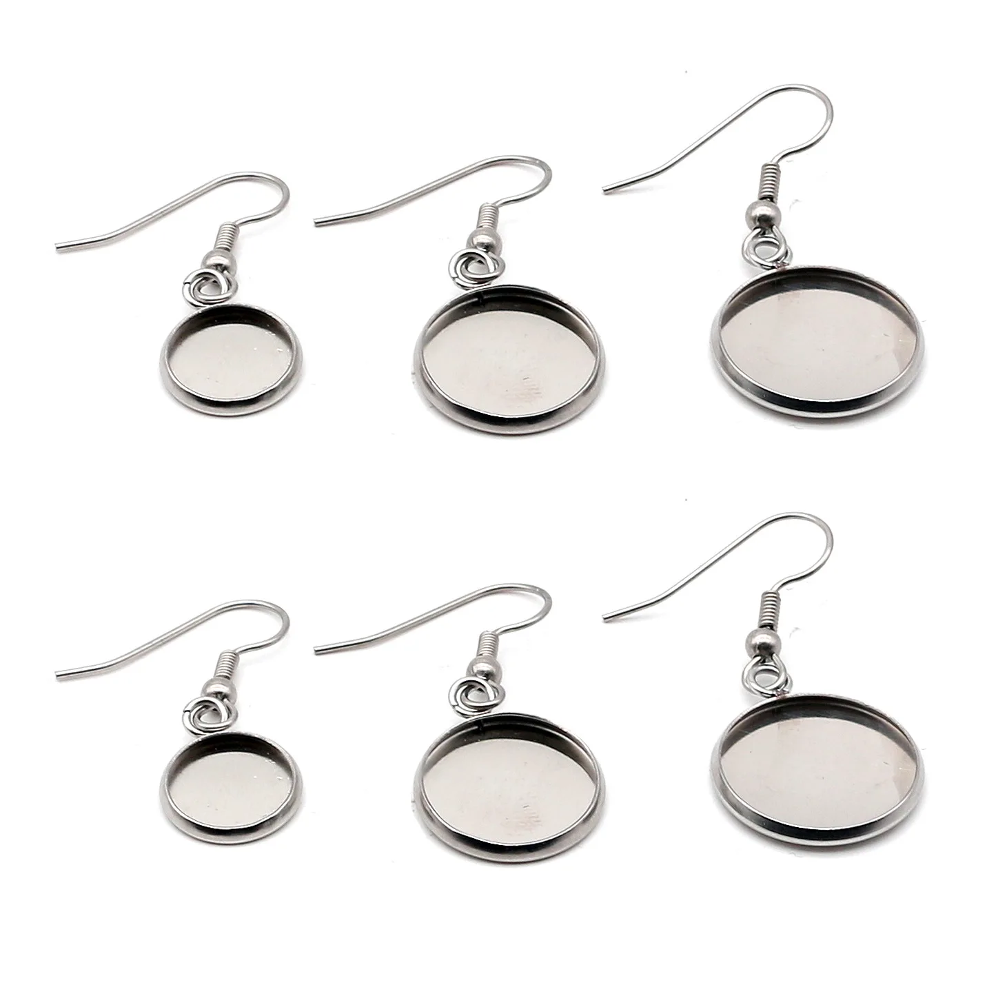 Круглые Пустые Подвесные серьги-кабошоны из нержавеющей стали с позолотой 18 карат, основа для сережек с кабошоном, крючок для самостоятельного изготовления ювелирных изделий