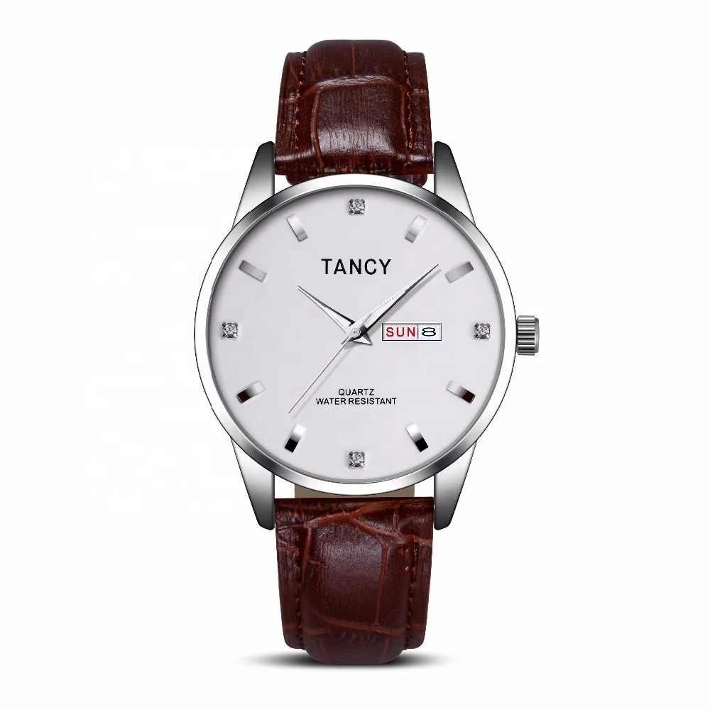 Guangzhou factory OEM customize  logo Alloy watch thinner PU leather band simple dial unisex luxury watch